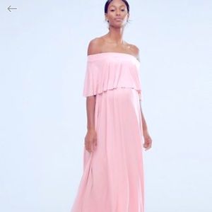 ASOS MATERNITY Pink off-shoulder maxi dress